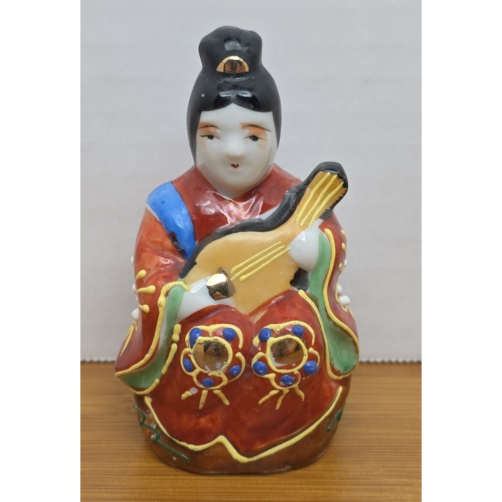 Japanese Porcelain KUTANI 7 GODS OF LUCK - BENZAITEN Figurine Goddess of Music‎